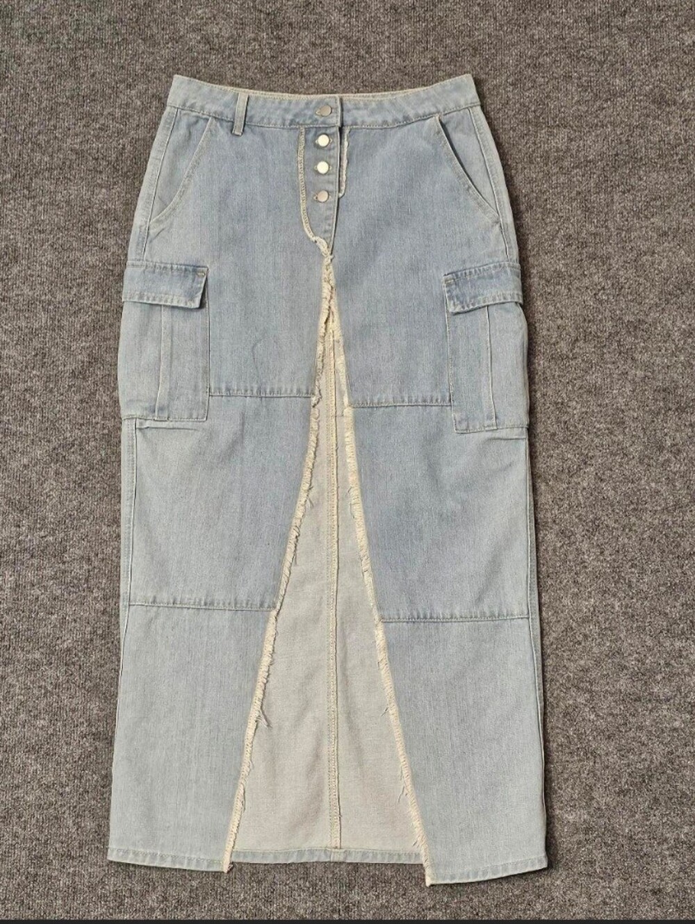 NWT-KOLLYY| Distressed Light Denim | Maxi Skirt| Size- Large